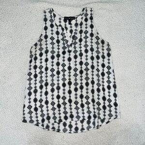 Derek Heart Sleeveless Tank White & Black Women M Old Money Workwear Business